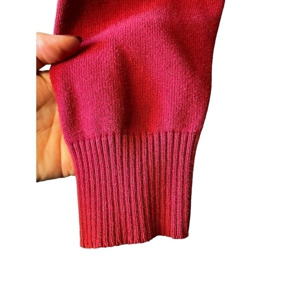 Oscar De La Renta Sweater Diamond Pattern Red Mens Large Cotton V Neck - Picture 4 of 7